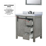Marsyas Bath Vanity, White Quartz Countertop and Mirrors