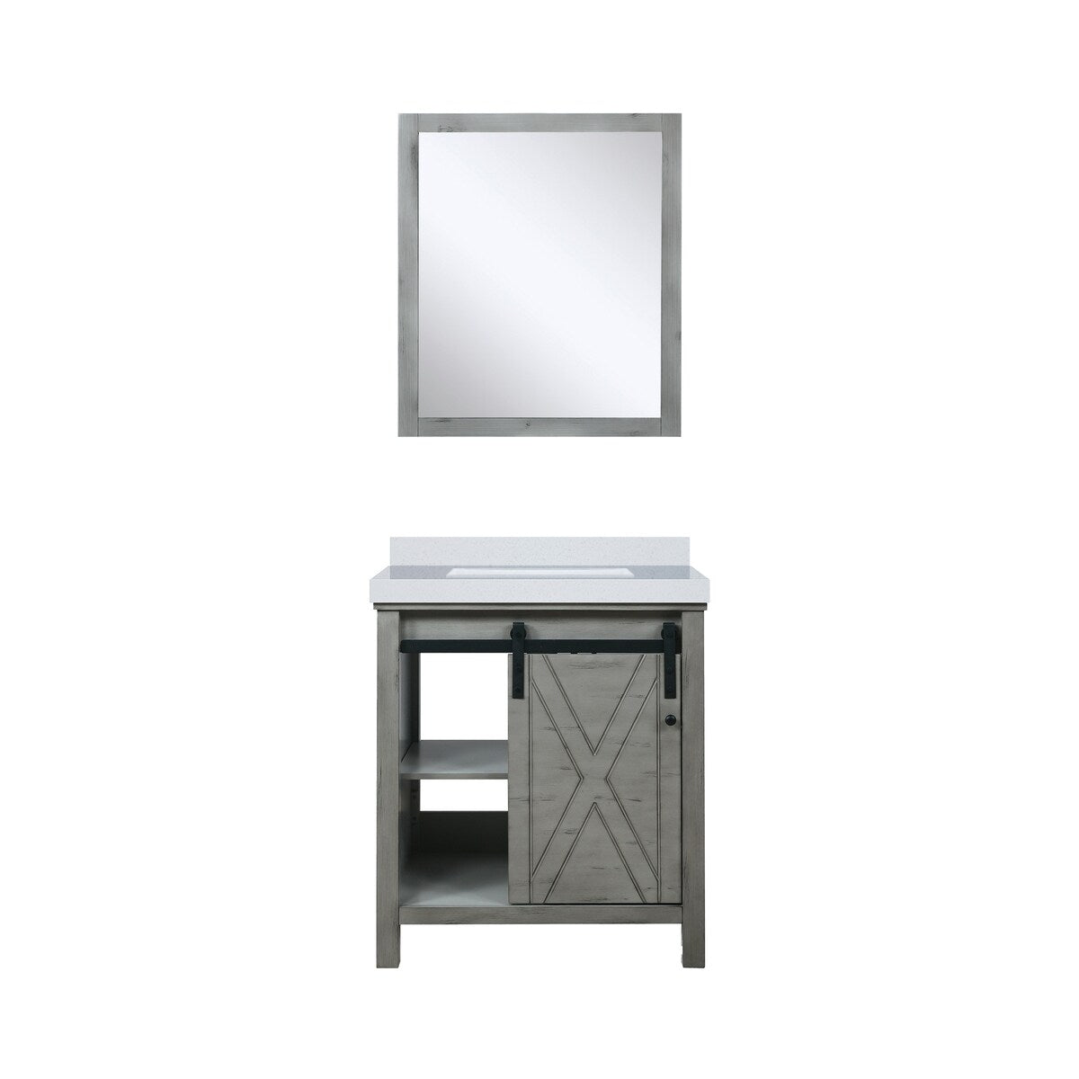 Marsyas Bath Vanity, White Quartz Countertop and Mirrors