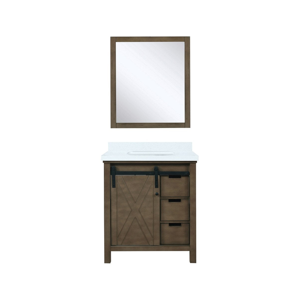 Marsyas Bath Vanity, White Quartz Countertop and Mirrors