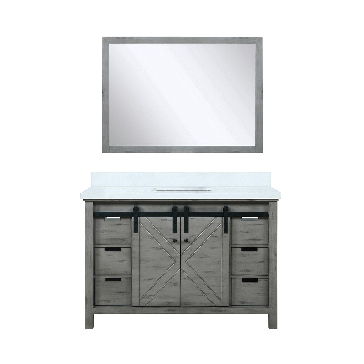 Marsyas Bath Vanity, White Quartz Countertop and Mirrors