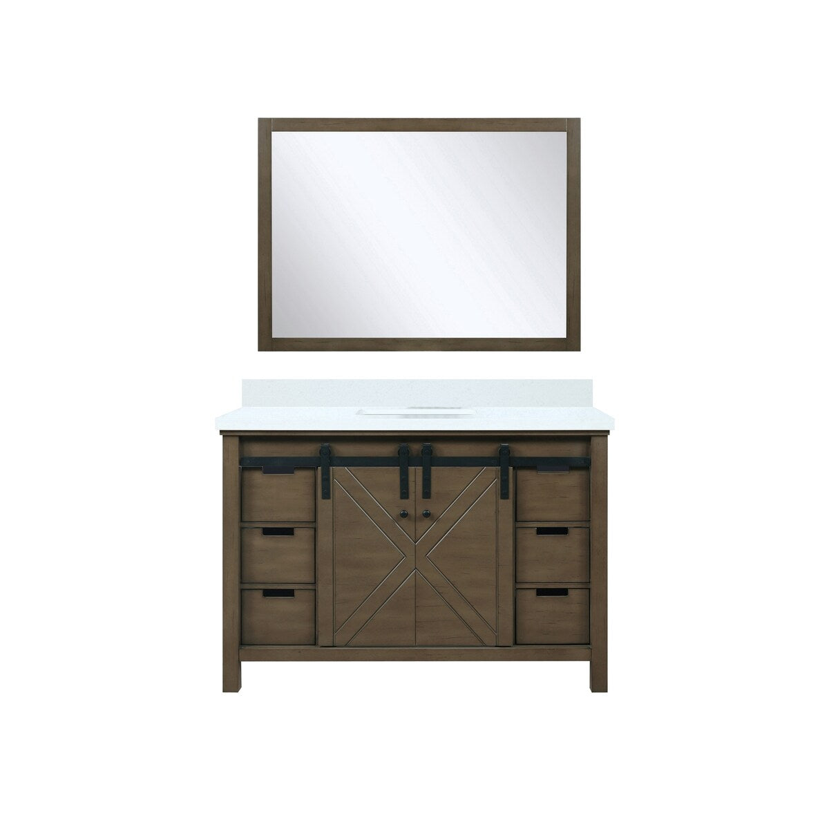 Marsyas Bath Vanity, White Quartz Countertop and Mirrors
