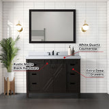 Marsyas Bath Vanity, White Quartz Countertop and Mirrors