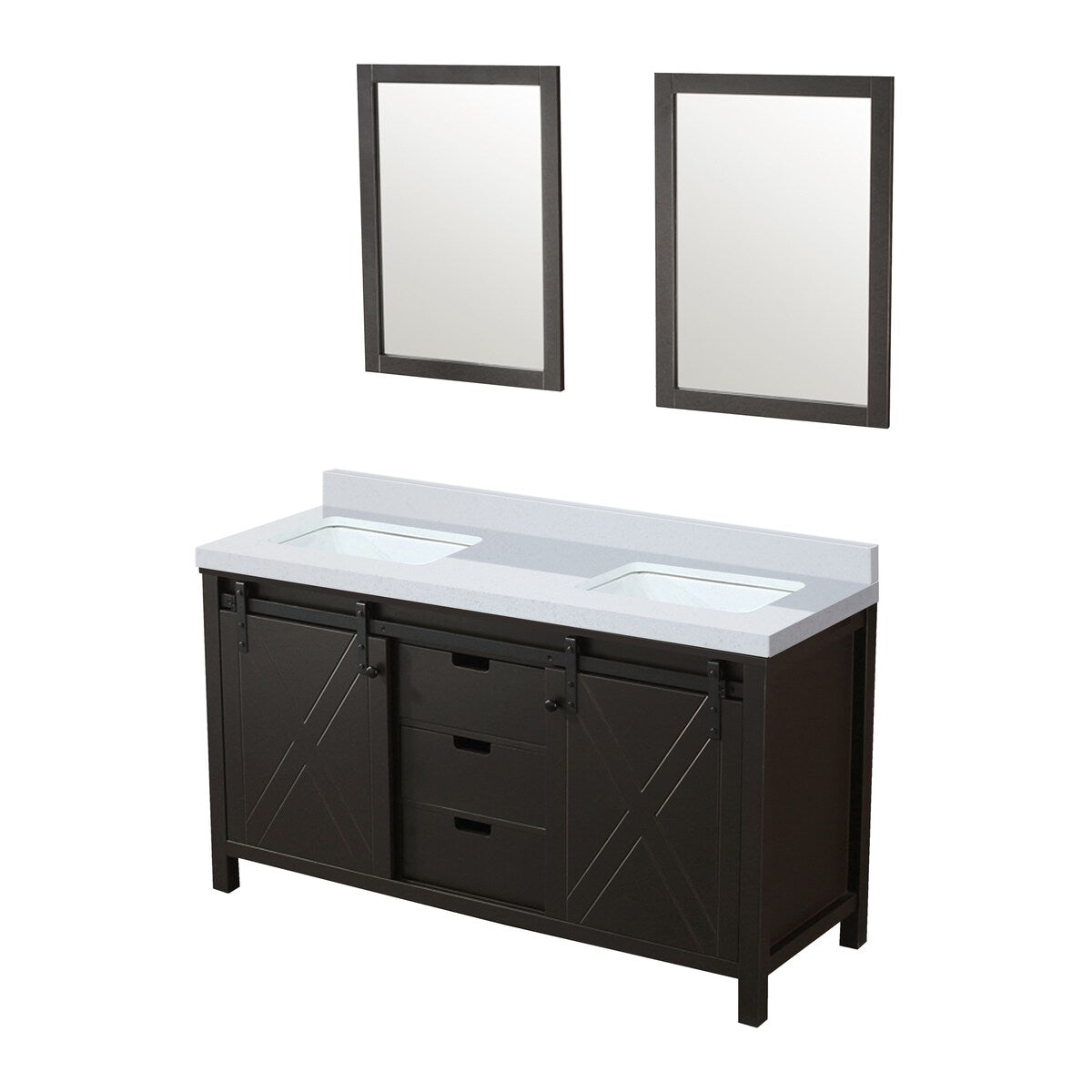 Marsyas Bath Vanity, White Quartz Countertop and Mirrors