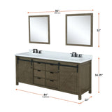 Marsyas Bath Vanity, White Quartz Countertop and Mirrors