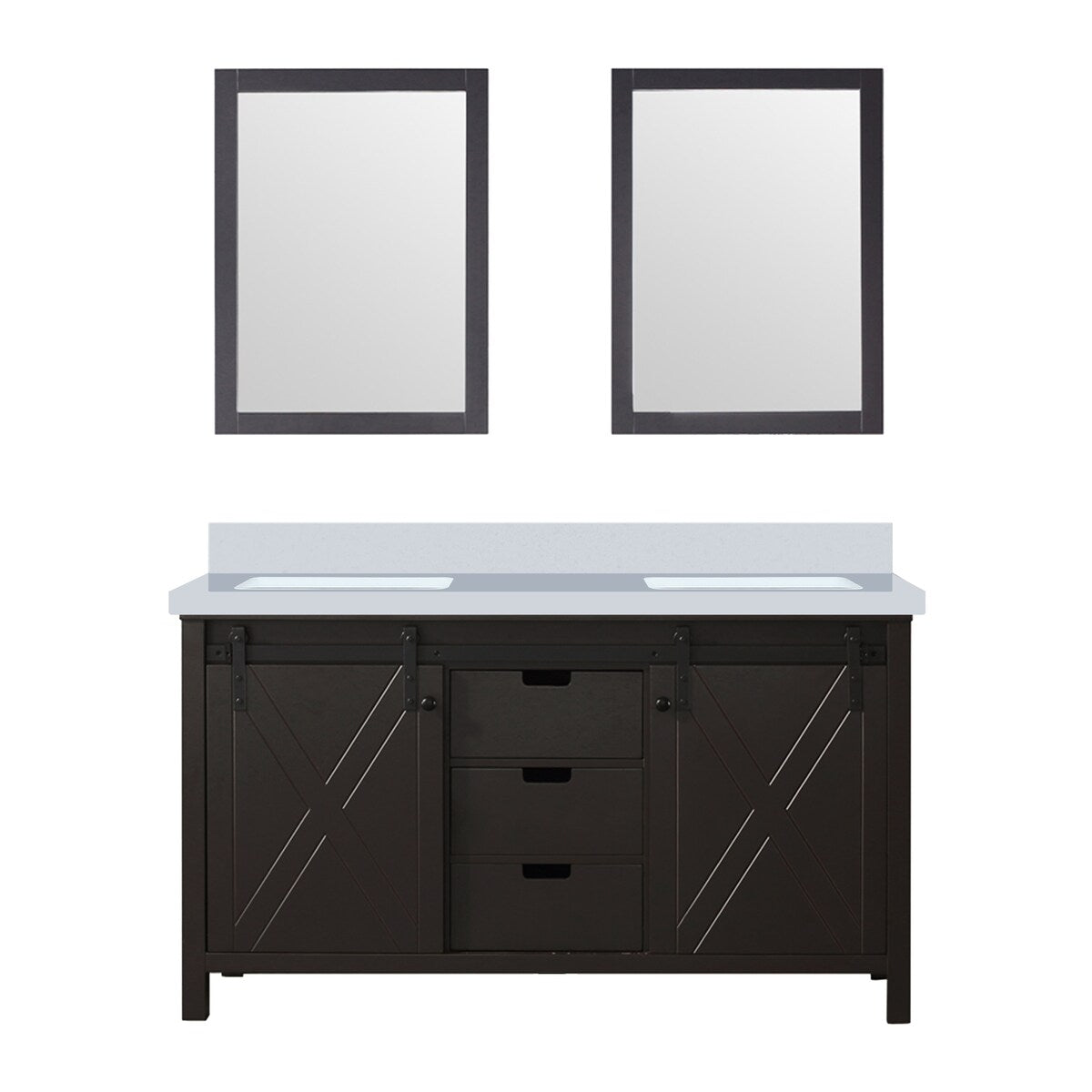 Marsyas Bath Vanity, White Quartz Countertop and Mirrors