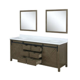 Marsyas Bath Vanity, White Quartz Countertop and Mirrors