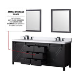 Marsyas Bath Vanity, White Quartz Countertop and Mirrors