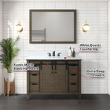 Marsyas Bath Vanity, White Quartz Countertop and Mirrors