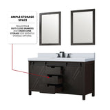 Marsyas Bath Vanity, White Quartz Countertop and Mirrors