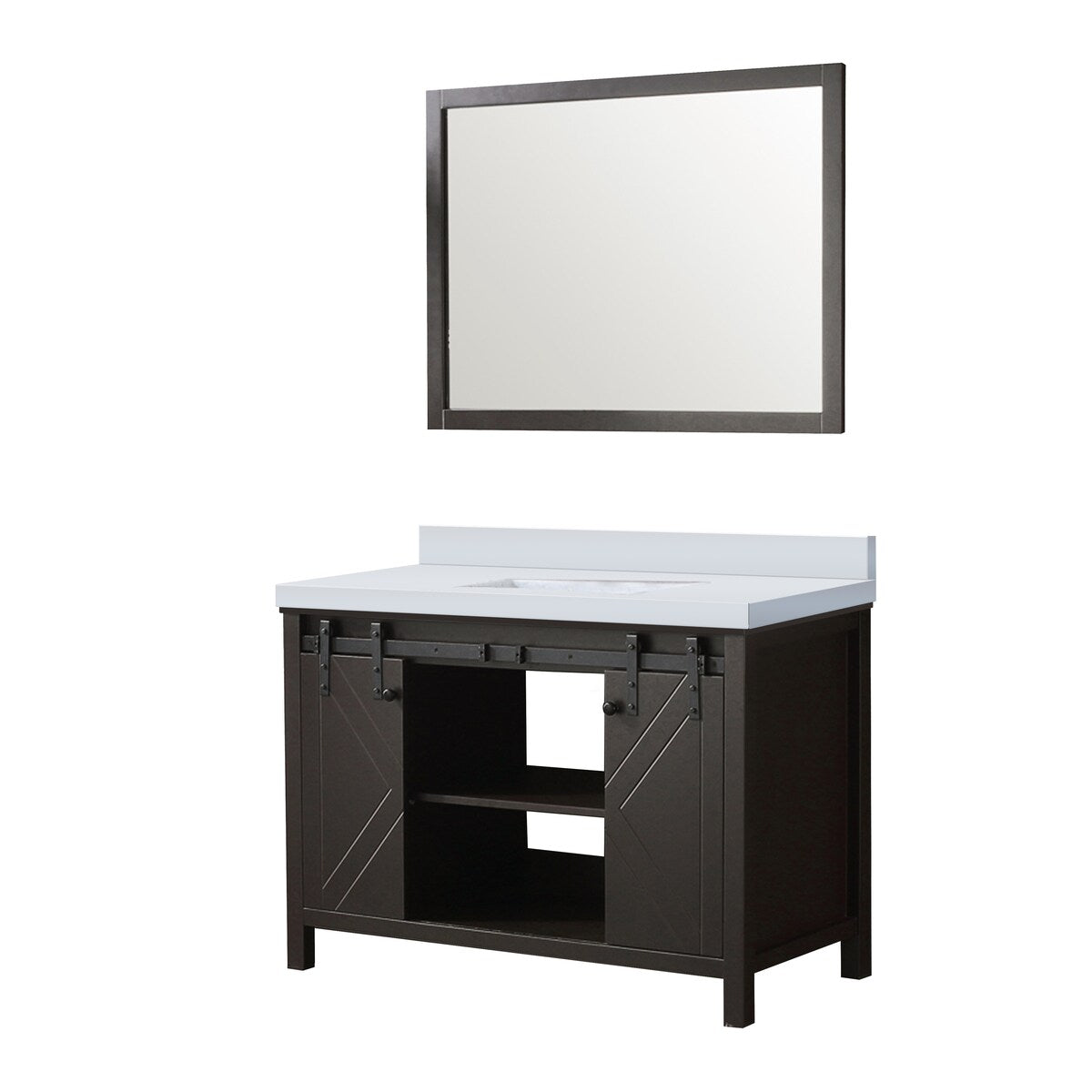 Marsyas Bath Vanity, White Quartz Countertop and Mirrors