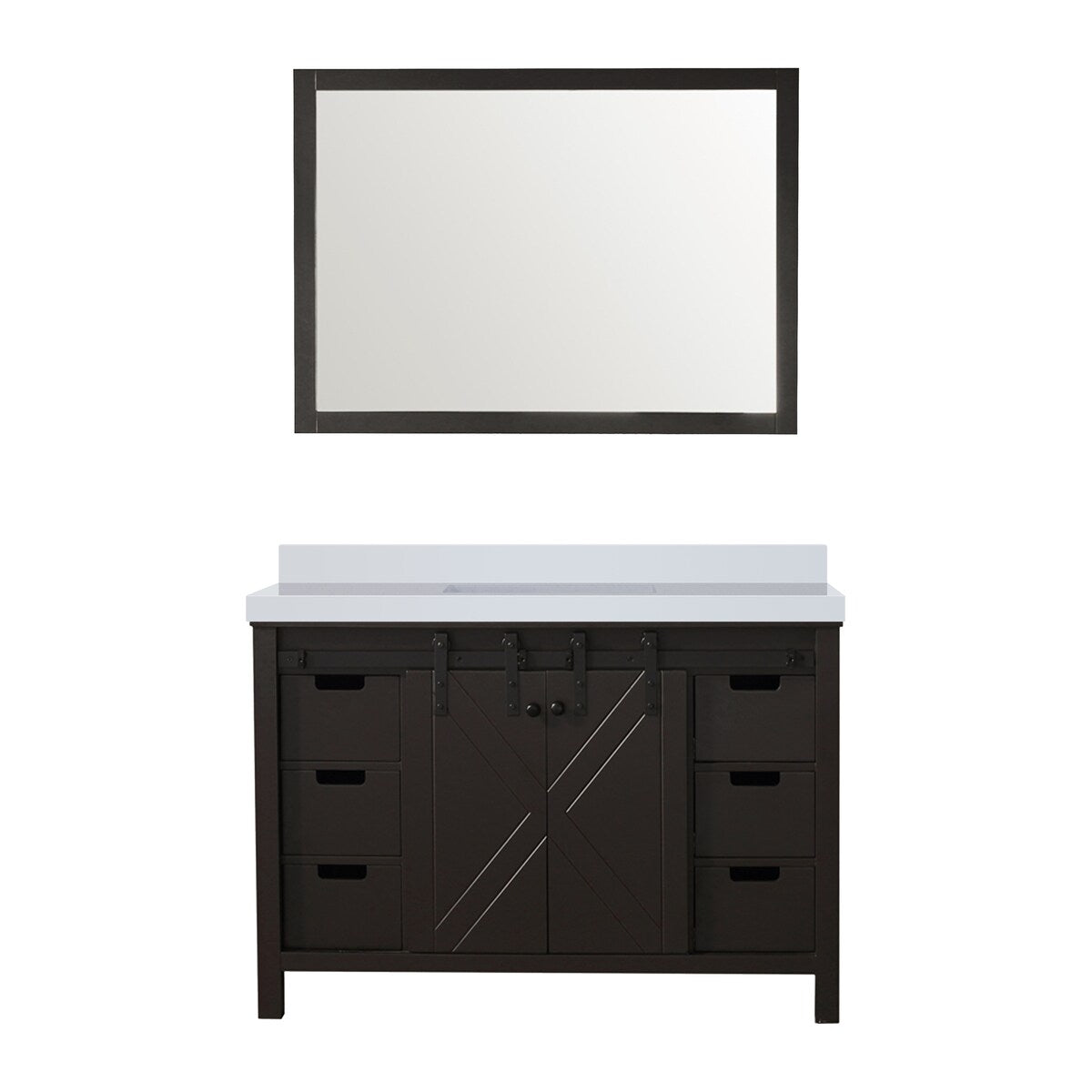 Marsyas Bath Vanity, White Quartz Countertop and Mirrors