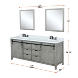 Marsyas Bath Vanity, White Quartz Countertop and Mirrors