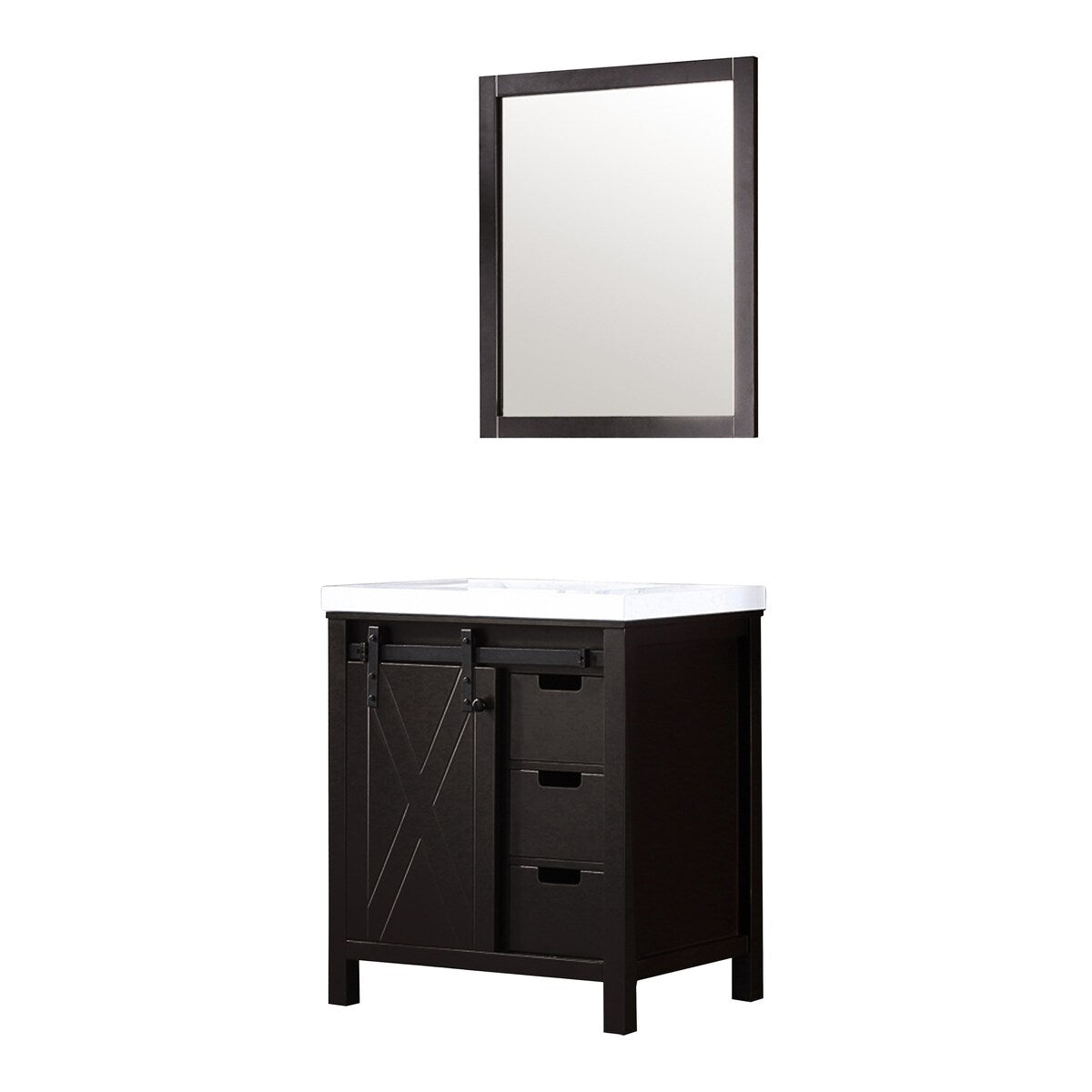 Marsyas Bath Vanity, White Quartz Countertop and Mirrors
