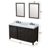 Marsyas Bath Vanity, White Quartz Countertop and Mirrors