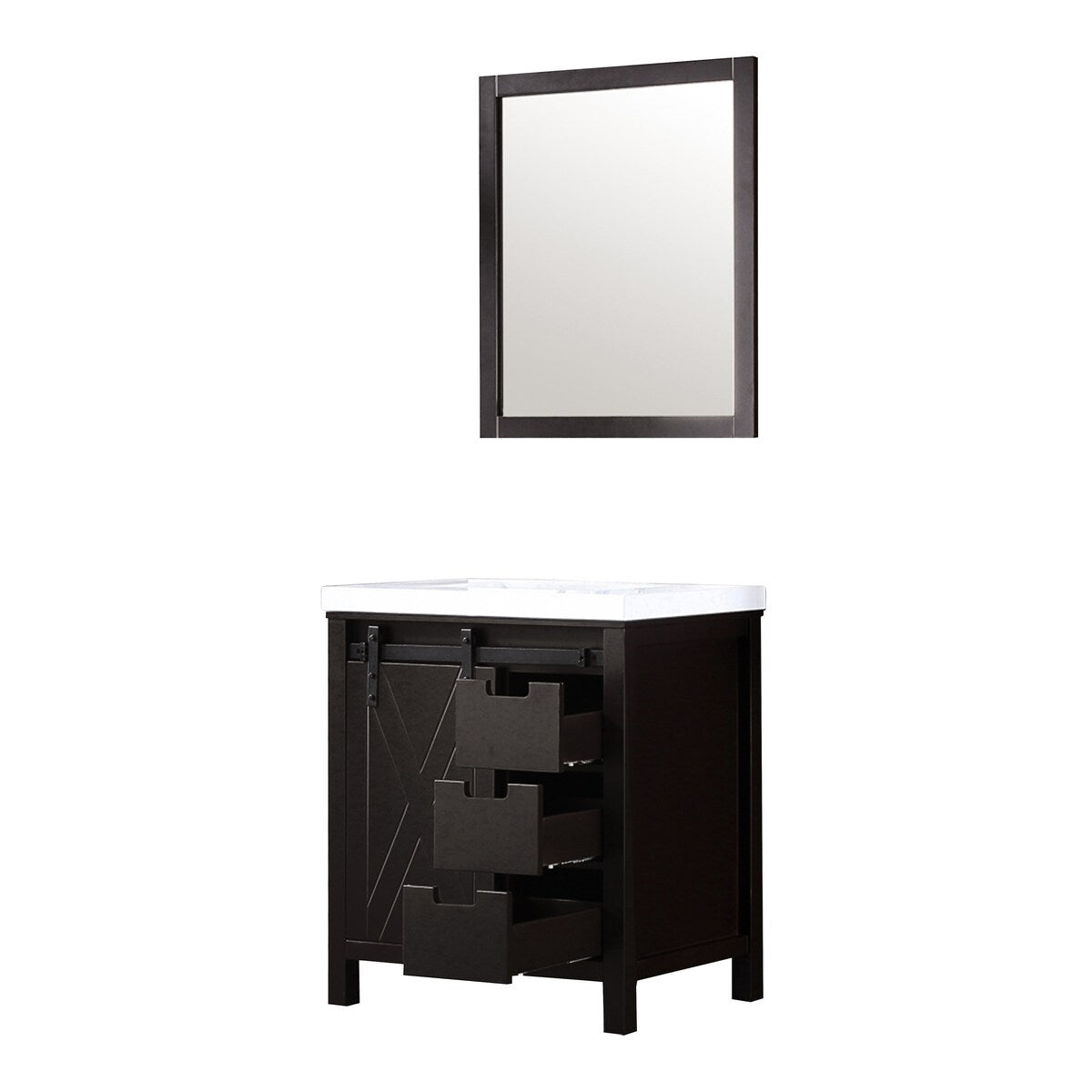 Marsyas Bath Vanity, White Quartz Countertop and Mirrors