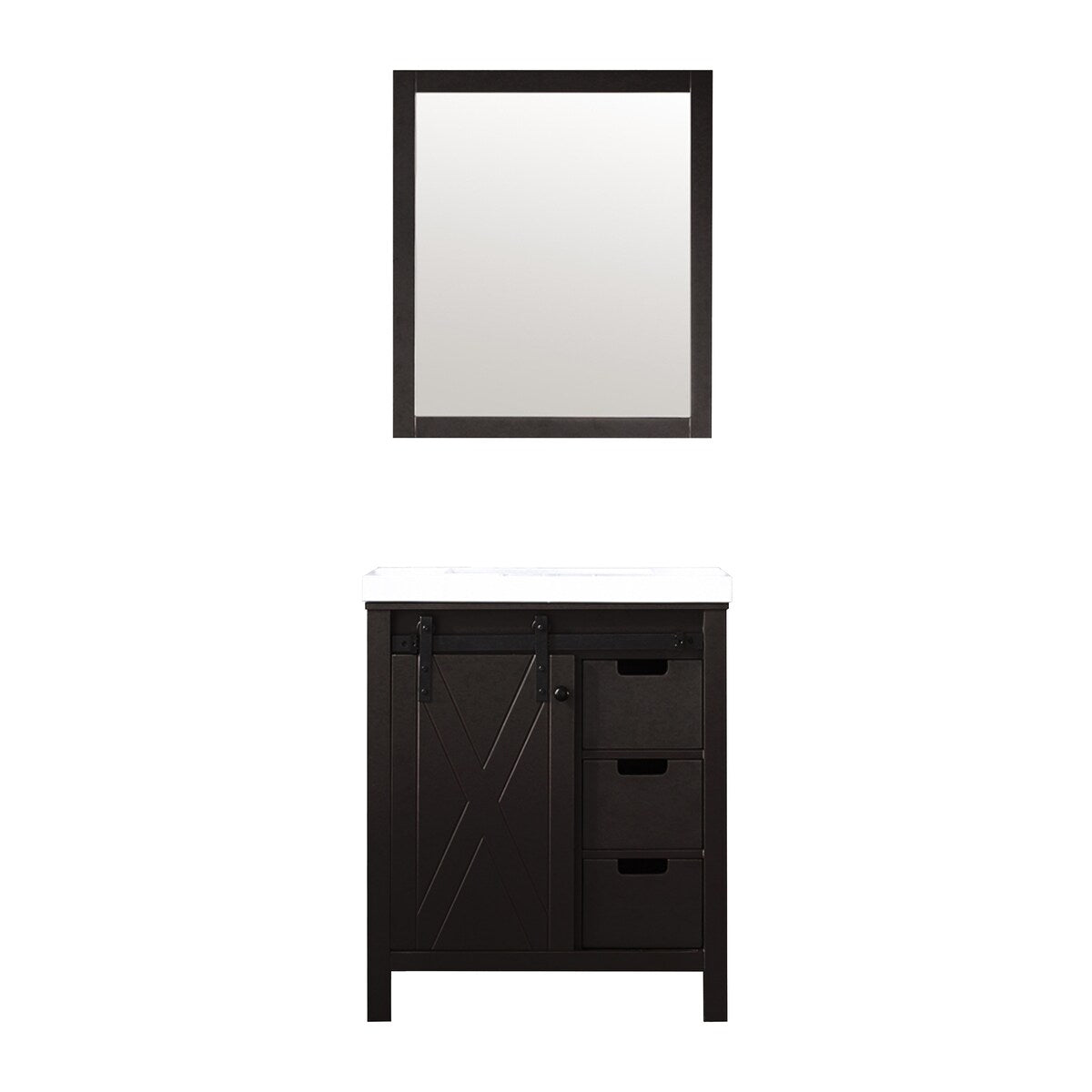 Marsyas Bath Vanity, White Quartz Countertop and Mirrors