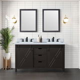 Marsyas Bath Vanity, White Quartz Countertop and Mirrors