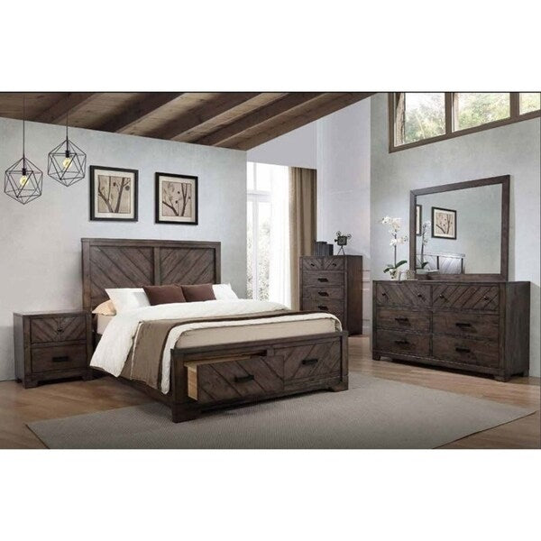 Martin Dark Brown Wood Storage Platform Bed