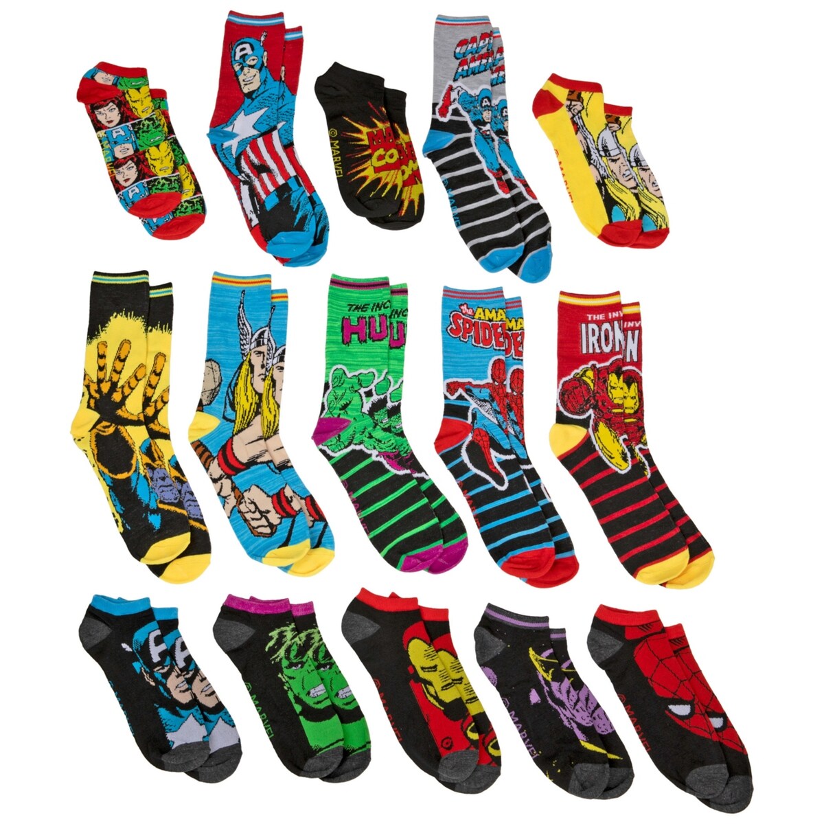 Marvel Comics 15 Days Of Socks Advent Gift Box Mens Socks