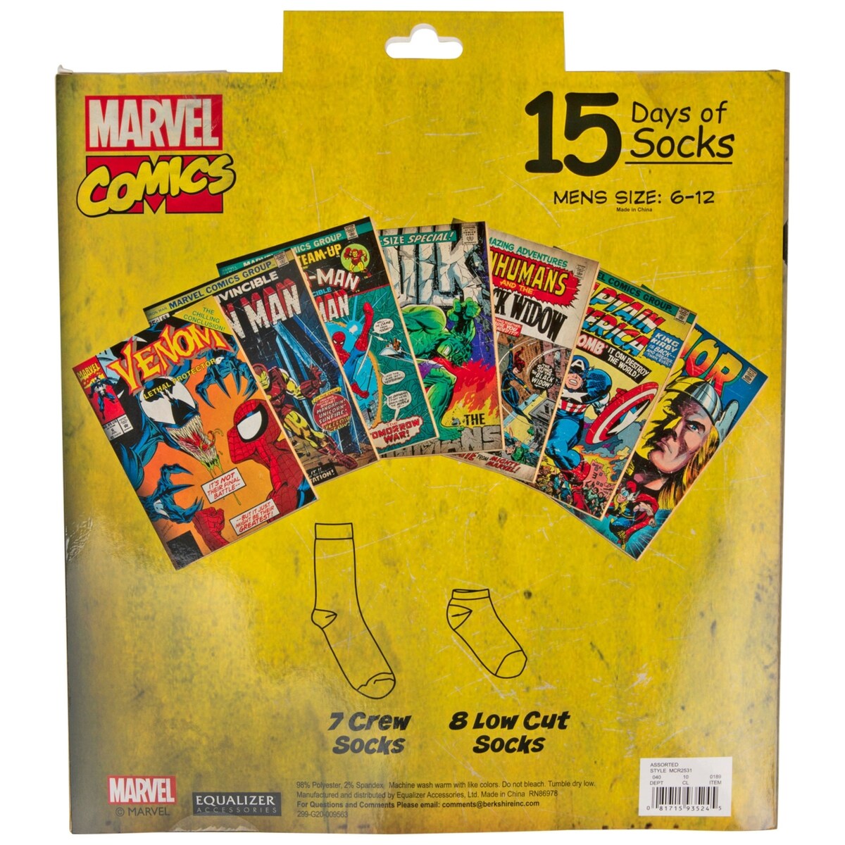 Marvel Comics 15 Days Of Socks Advent Gift Box Mens Socks