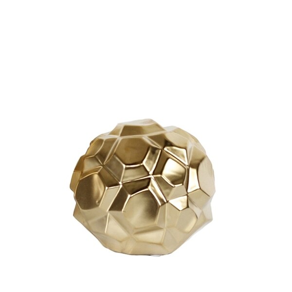 Marvelous Faceted Ceramic Ball Sculpture, Gold