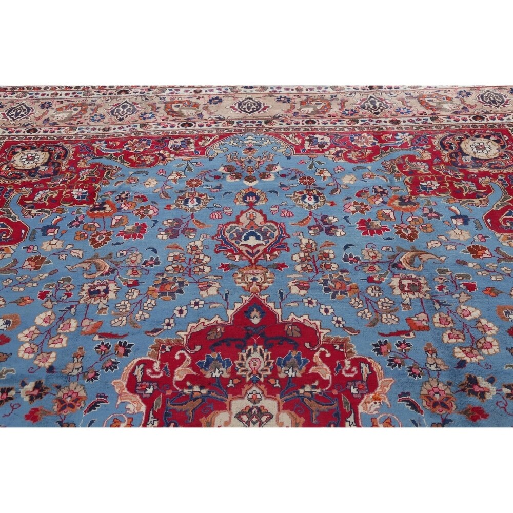 Mashad Floral Hand-Knotted Wool Persian Oriental Area Rug - 12'2" x 9'6"