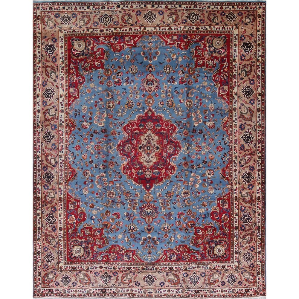 Mashad Floral Hand-Knotted Wool Persian Oriental Area Rug - 12'2" x 9'6"