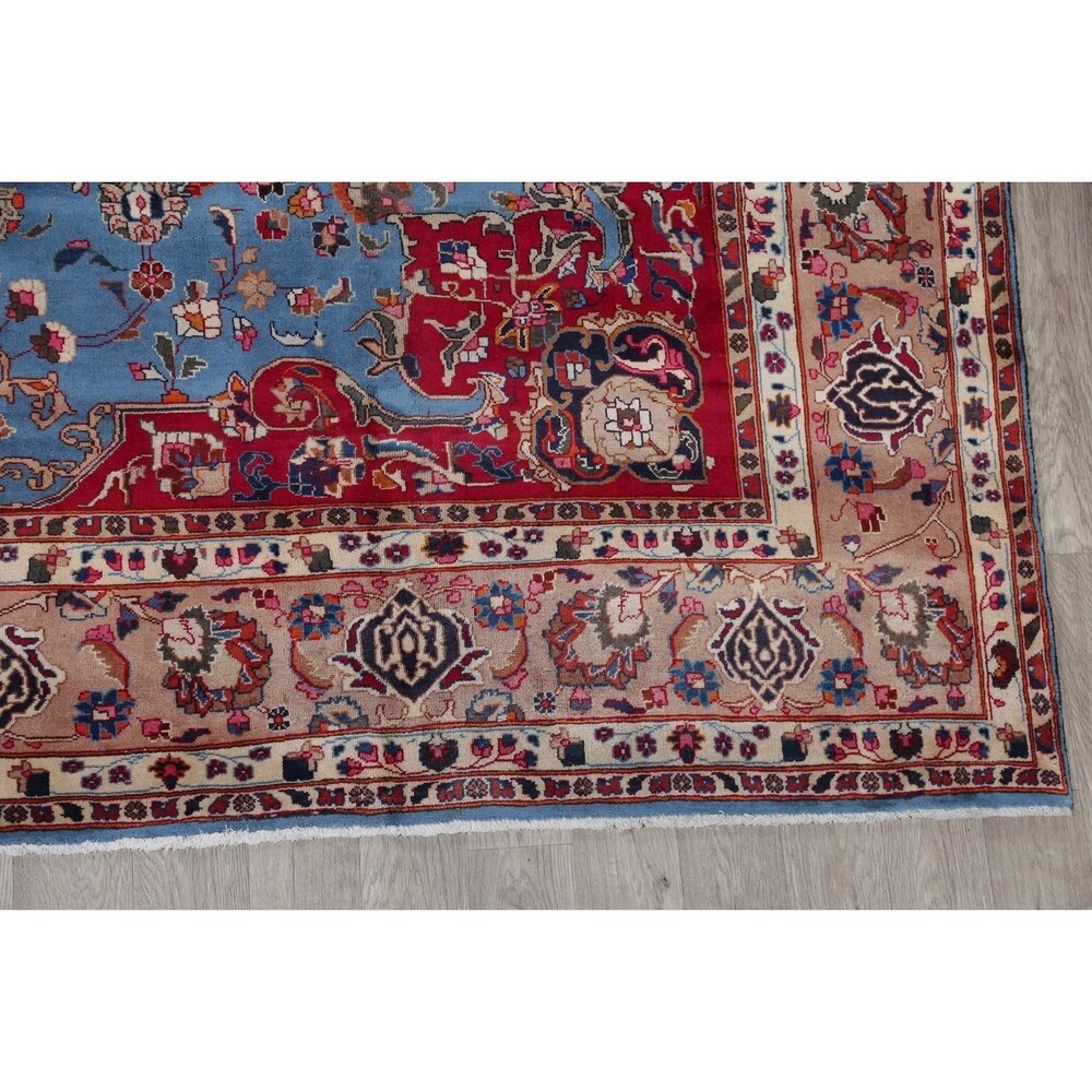 Mashad Floral Hand-Knotted Wool Persian Oriental Area Rug - 12'2" x 9'6"