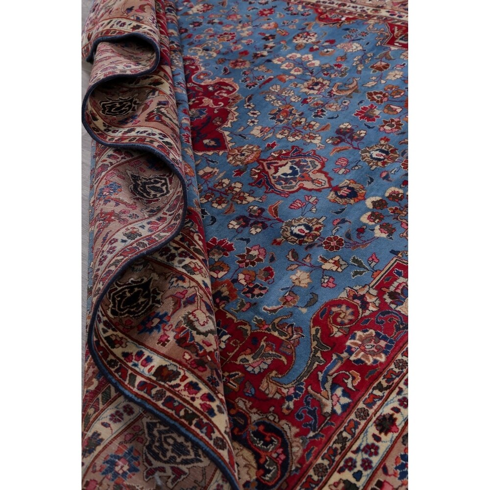 Mashad Floral Hand-Knotted Wool Persian Oriental Area Rug - 12'2" x 9'6"