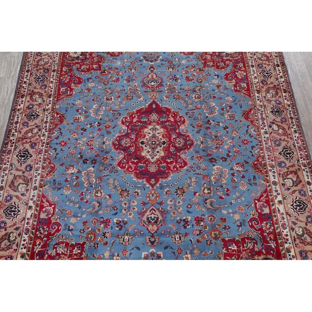 Mashad Floral Hand-Knotted Wool Persian Oriental Area Rug - 12'2" x 9'6"
