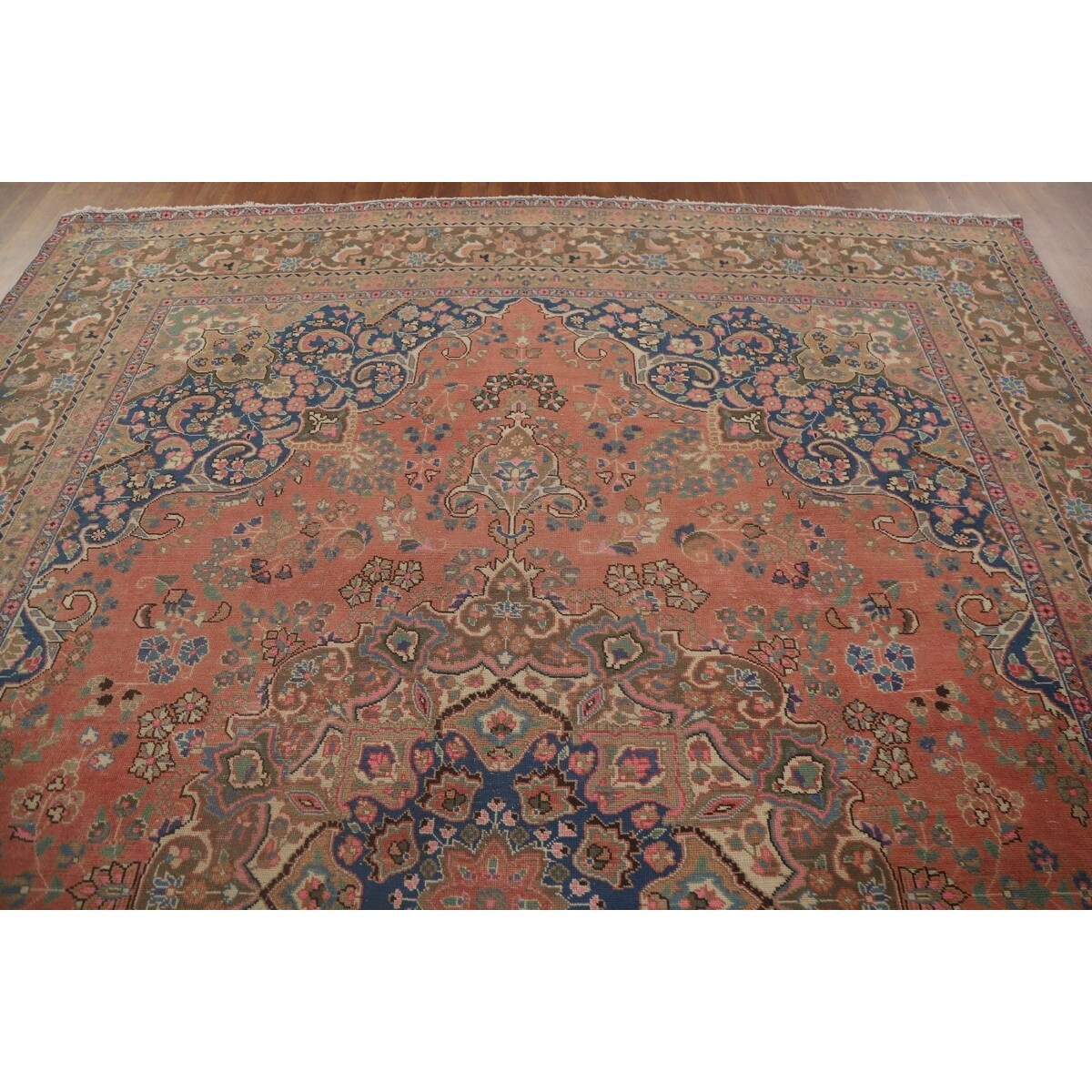 Mashad Persian Vintage Area Rug Handmade Wool Carpet - 9'6" x 12'8"