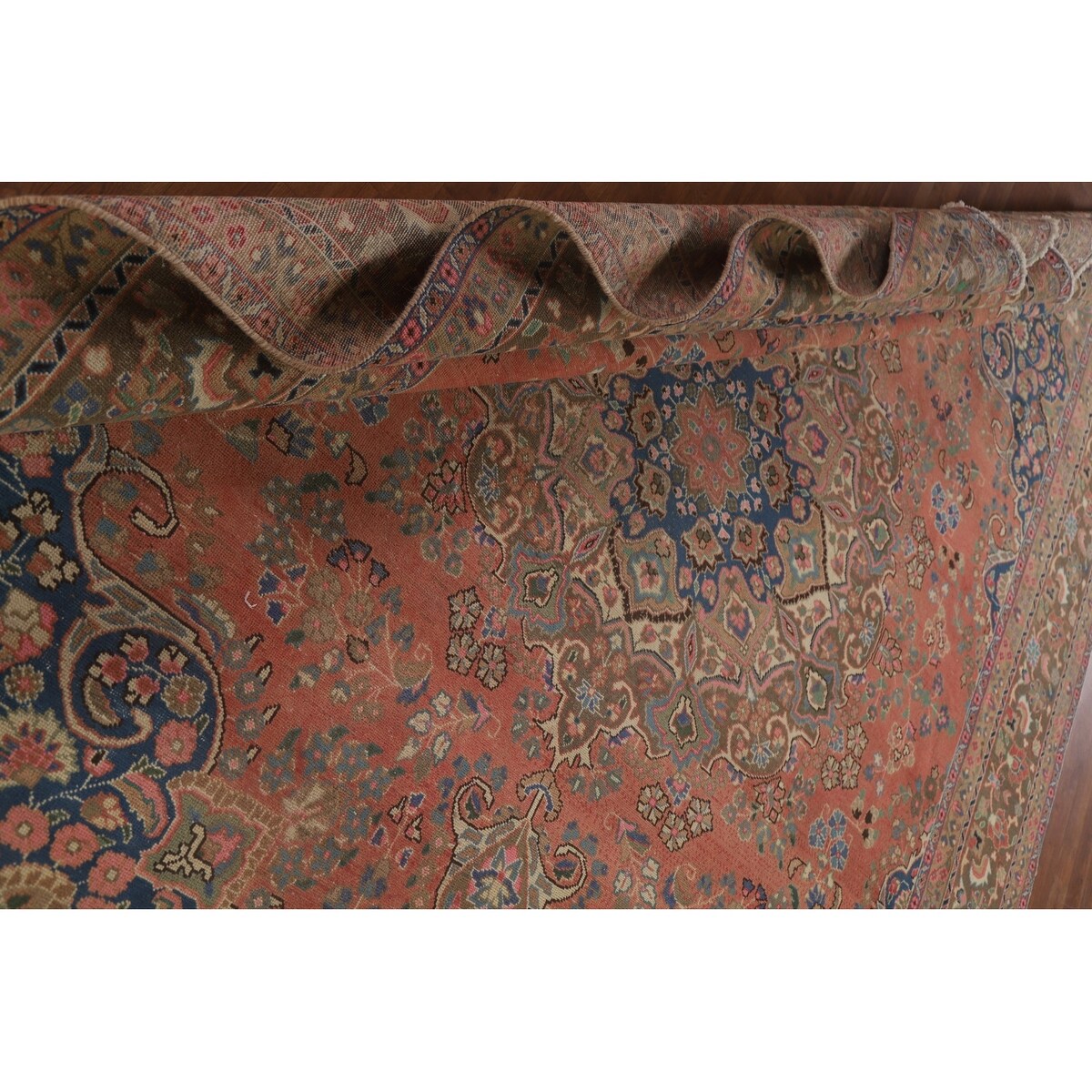 Mashad Persian Vintage Area Rug Handmade Wool Carpet - 9'6" x 12'8"