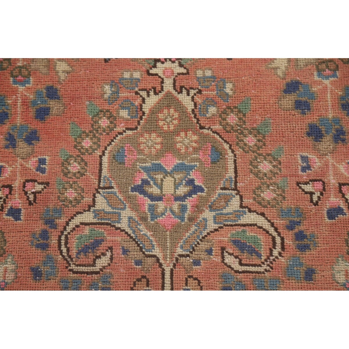 Mashad Persian Vintage Area Rug Handmade Wool Carpet - 9'6" x 12'8"