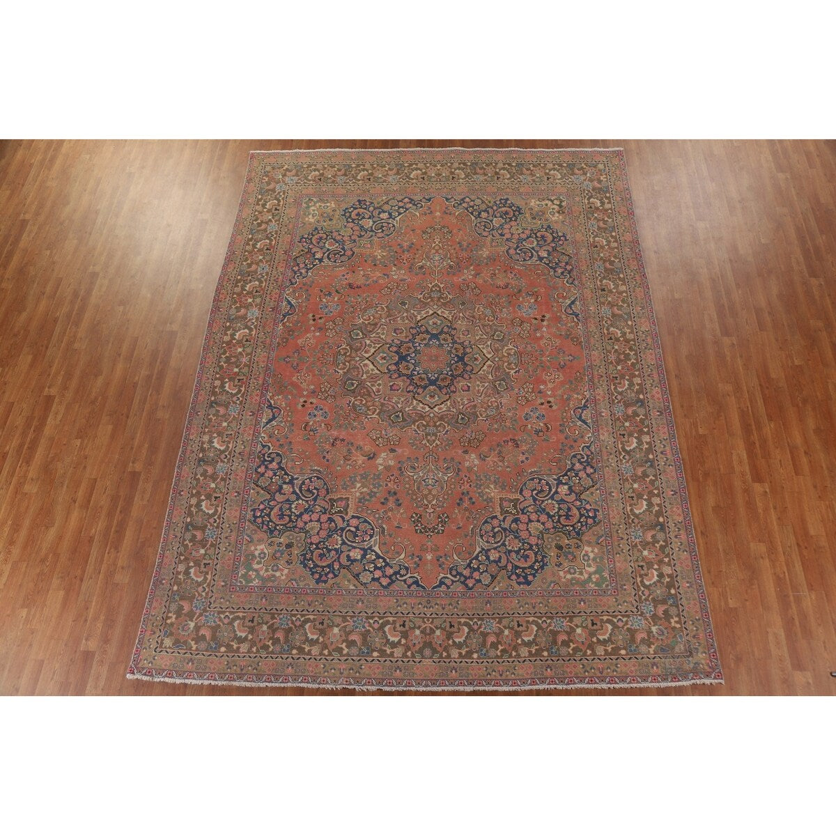 Mashad Persian Vintage Area Rug Handmade Wool Carpet - 9'6" x 12'8"