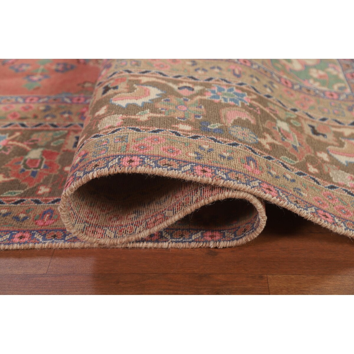 Mashad Persian Vintage Area Rug Handmade Wool Carpet - 9'6" x 12'8"