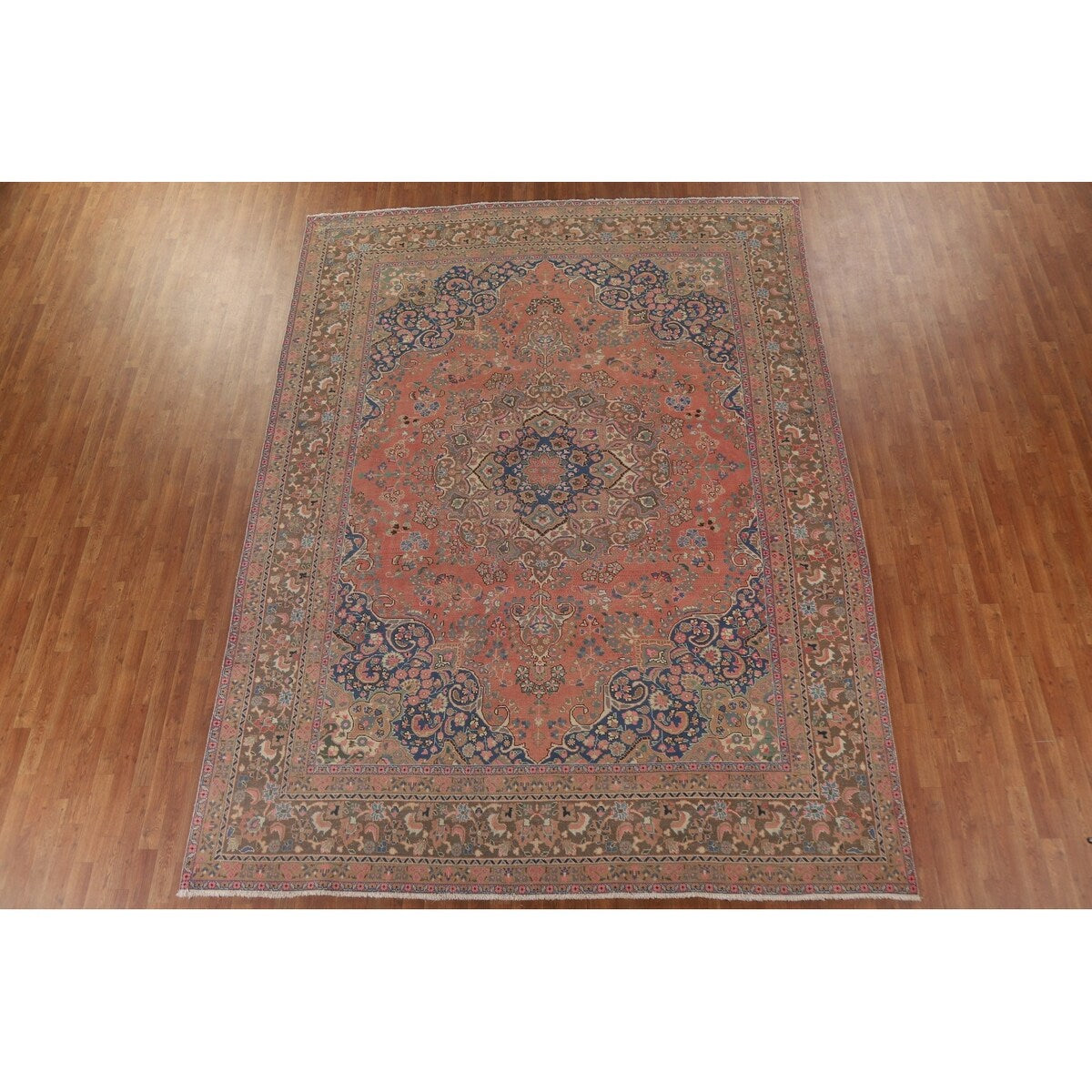 Mashad Persian Vintage Area Rug Handmade Wool Carpet - 9'6" x 12'8"