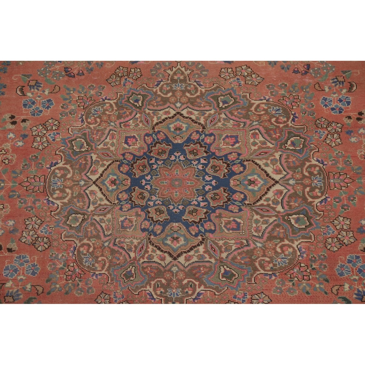 Mashad Persian Vintage Area Rug Handmade Wool Carpet - 9'6" x 12'8"