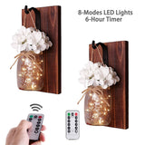 Mason Jar Decor Wall Sconce,16OZ Mason Jars 20 LED Lights - Medium