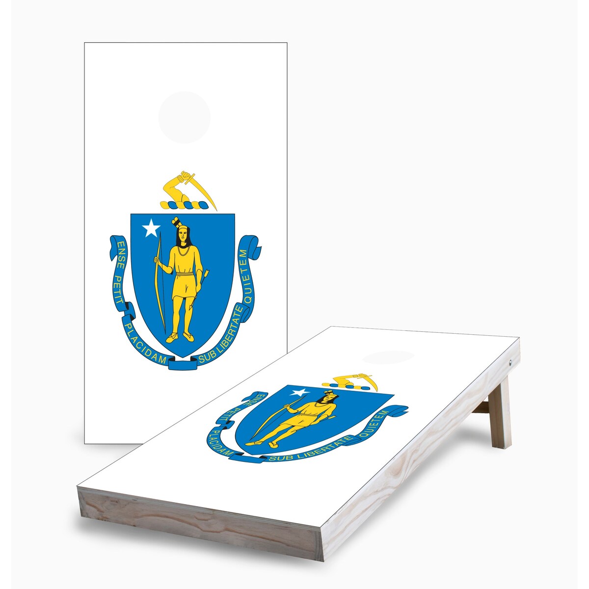 Massachusetts State Flag Corn Hole Board Set with Carry Case