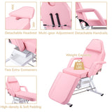 Massage Salon Tattoo Chair with Two Trays Esthetician Bed with Hydraulic Stool,Multi-Purpose 3-Section Facial Bed Table