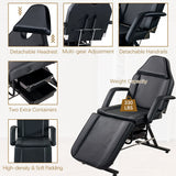 Massage Salon Tattoo Chair with Two Trays Esthetician Bed with Hydraulic Stool,Multi-Purpose 3-Section Facial Bed Table