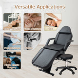 Massage Salon Tattoo Chair with Two Trays Esthetician Bed with Hydraulic Stool,Multi-Purpose 3-Section Facial Bed Table
