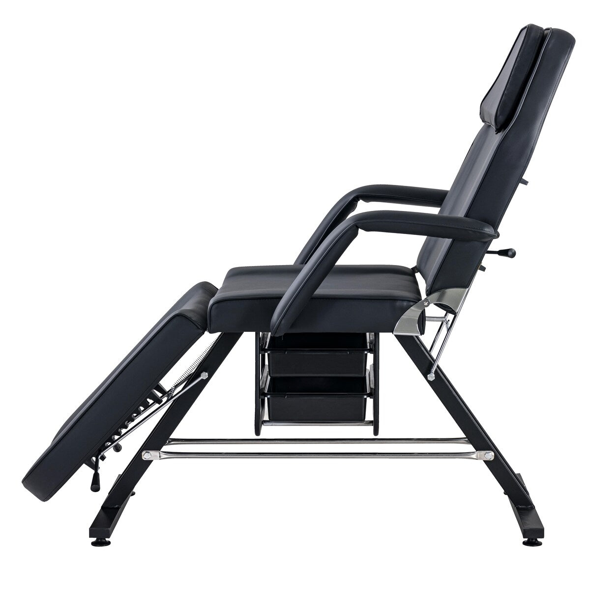 Massage Salon Tattoo Chair with Two Trays Esthetician Bed with Hydraulic Stool,Multi-Purpose 3-Section Facial Bed Table