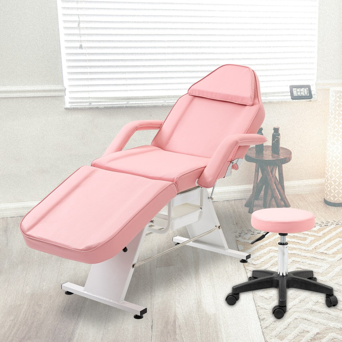 Massage Salon Tattoo Chair,2 Trays Esthetician Bed,Hydraulic Stool,3-Section Facial Table,Adjustable Barber Spa Beauty Equipment