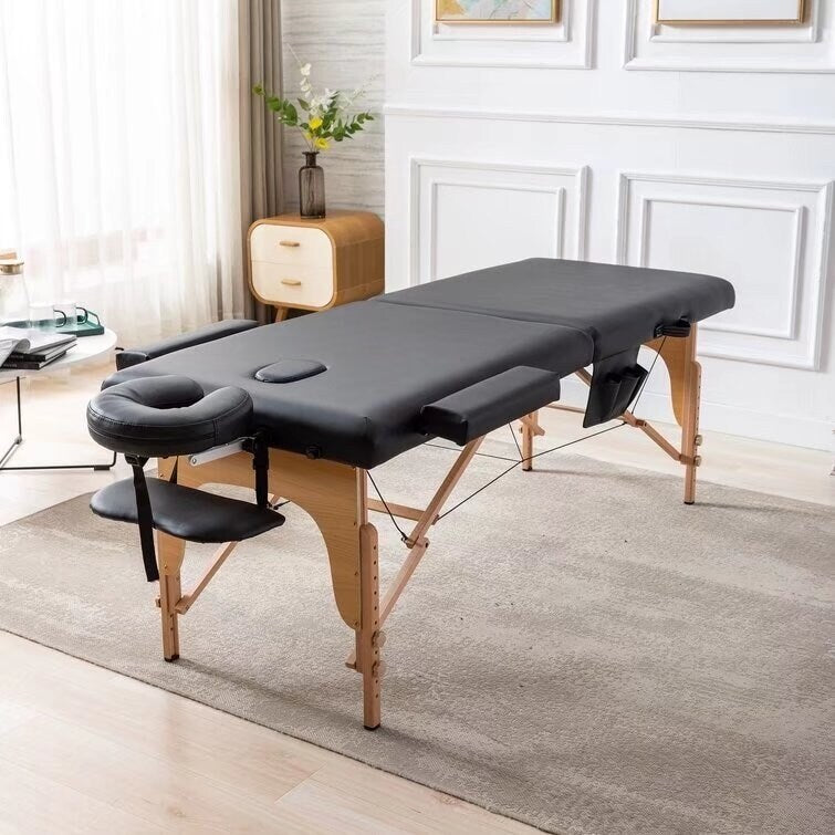 Massage Table, Portable Massage Bed, PU Leather SPA Bed, Height Adjustable Professional Salon Facial Bed with Carry Case