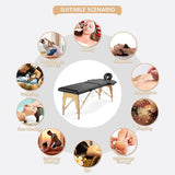 Massage Table, Portable Massage Bed, PU Leather SPA Bed, Height Adjustable Professional Salon Facial Bed with Carry Case