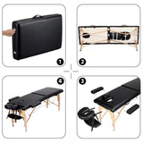 Massage Table, Portable Massage Bed, PU Leather SPA Bed, Height Adjustable Professional Salon Facial Bed with Carry Case