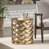 Massie Modern Glam Handcrafted Diamond Pattern Aluminum Side Table by Christopher Knight Home - 17.25" L x 17.25" W x 18.50" H