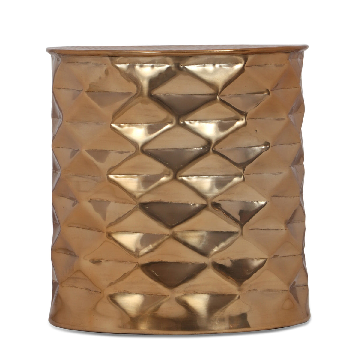 Massie Modern Glam Handcrafted Diamond Pattern Aluminum Side Table by Christopher Knight Home - 17.25" L x 17.25" W x 18.50" H