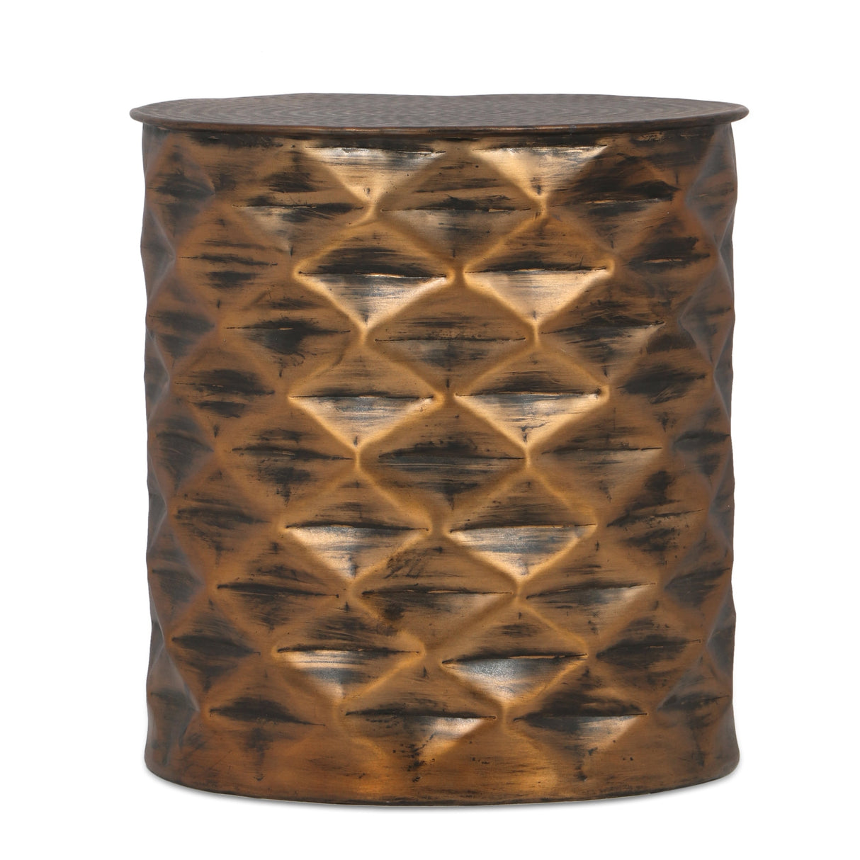 Massie Modern Glam Handcrafted Diamond Pattern Aluminum Side Table by Christopher Knight Home - 17.25" L x 17.25" W x 18.50" H